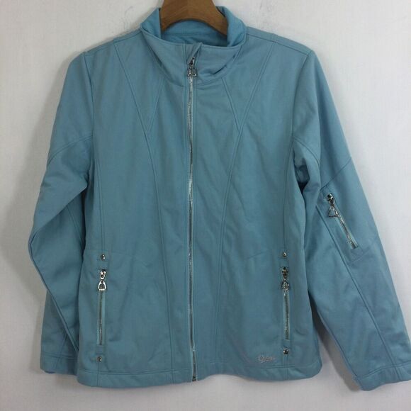 Outback Trading Company Full Zip Jacket Equestrian Blue Horse Design Sz Medium - Picture 3 of 12